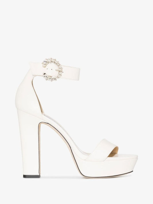 White Mionne 120 Leather Platform Sandals