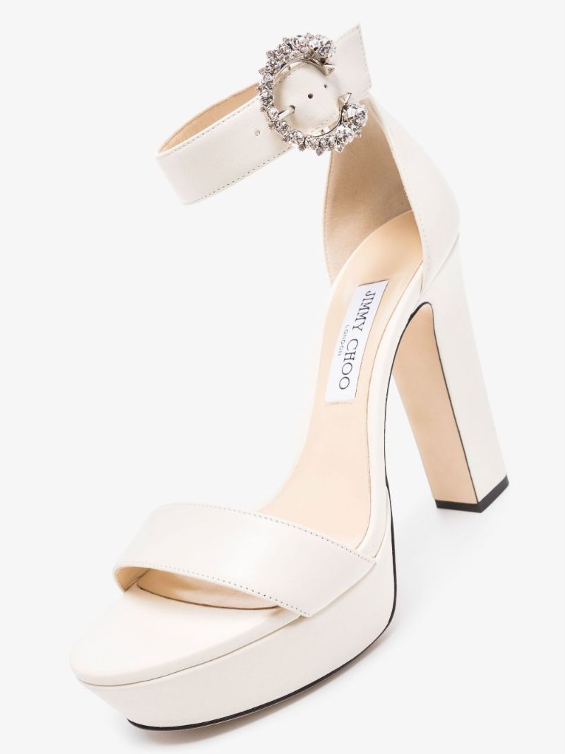 White Mionne 120 Leather Platform Sandals