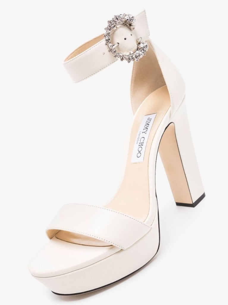 White Mionne 120 Leather Platform Sandals
