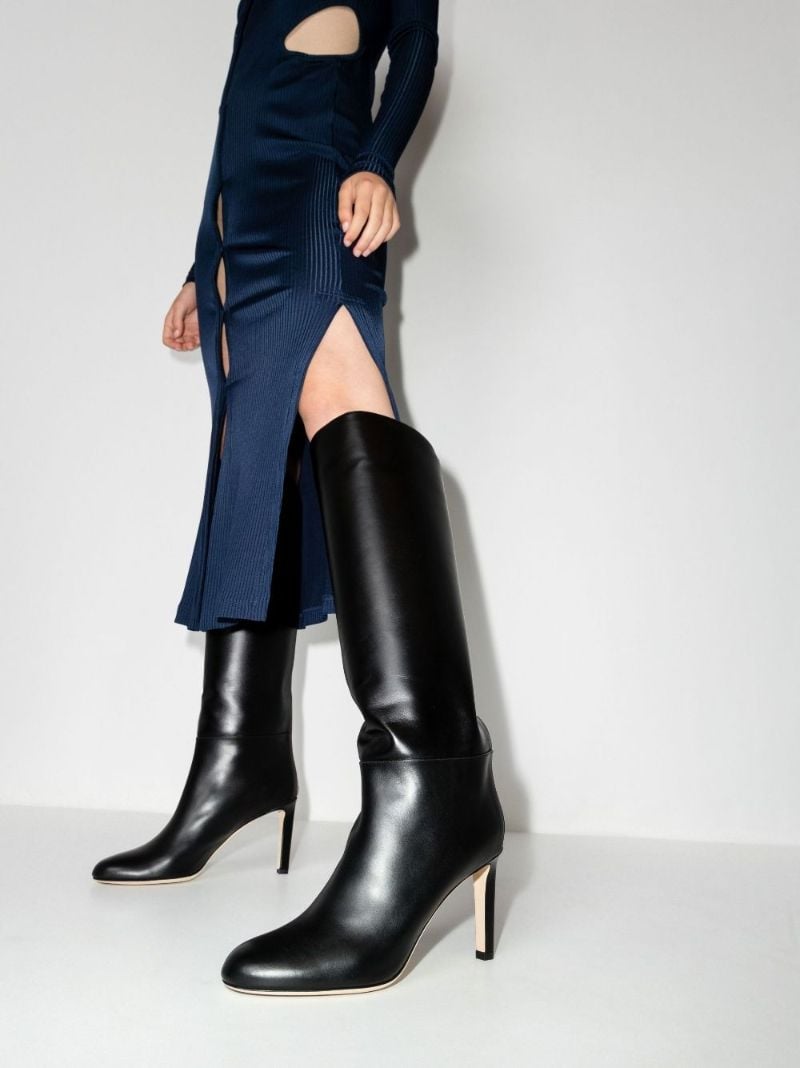 Black Karter 85 Leather Knee-high Boots