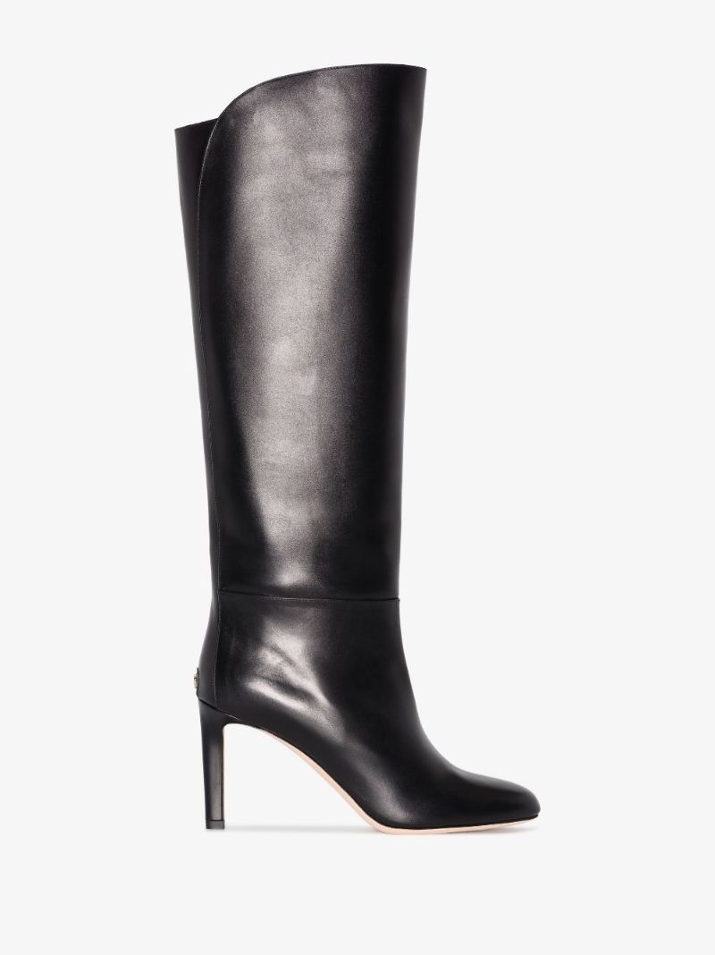 Black Karter 85 Leather Knee-high Boots
