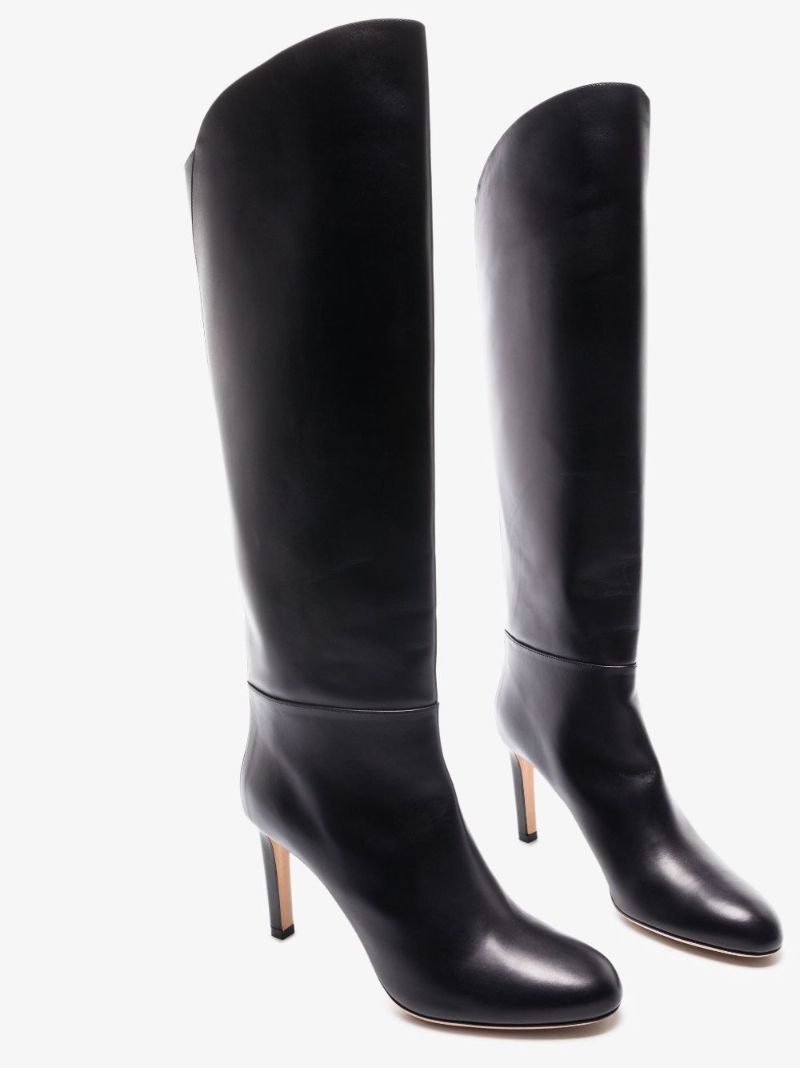 Black Karter 85 Leather Knee-high Boots