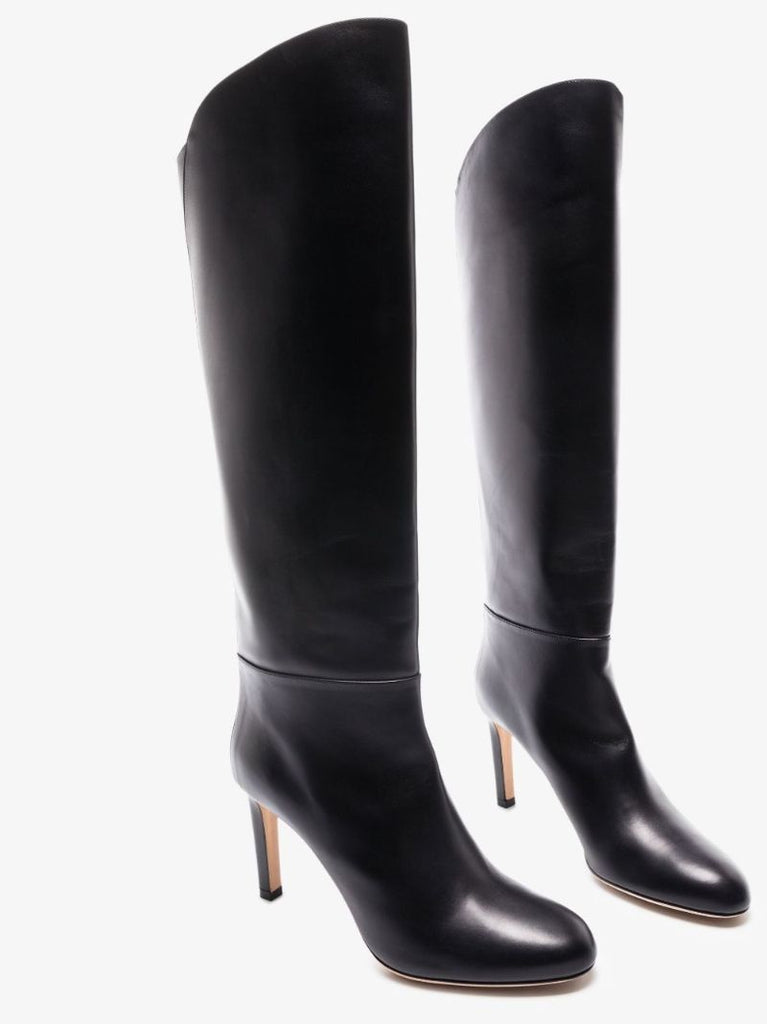 Black Karter 85 Leather Knee-high Boots
