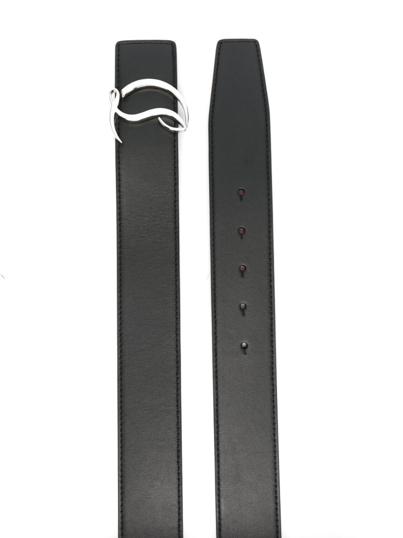 Black Logo Buckle Leather Belt