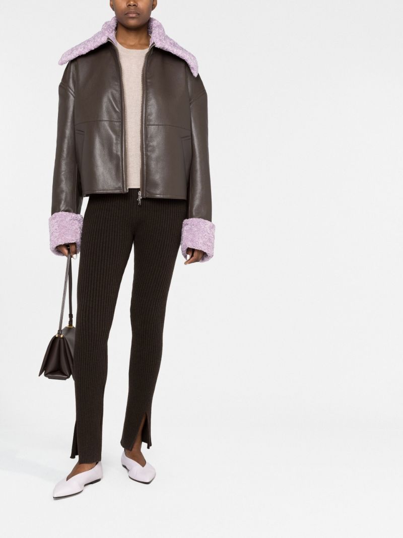 Brown Verona Leather Faux Fur Jacket