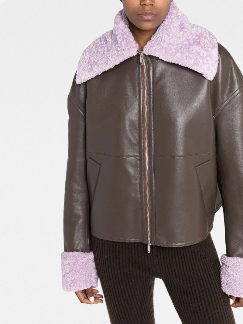 Brown Verona Leather Faux Fur Jacket
