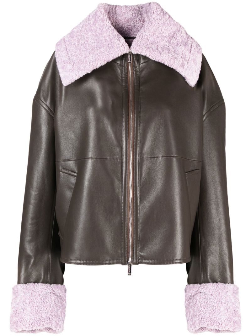 Brown Verona Leather Faux Fur Jacket