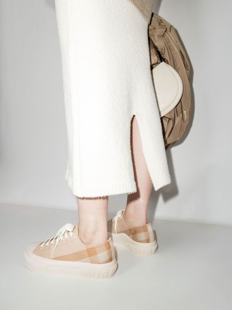 Neutral Check Cotton Sneakers