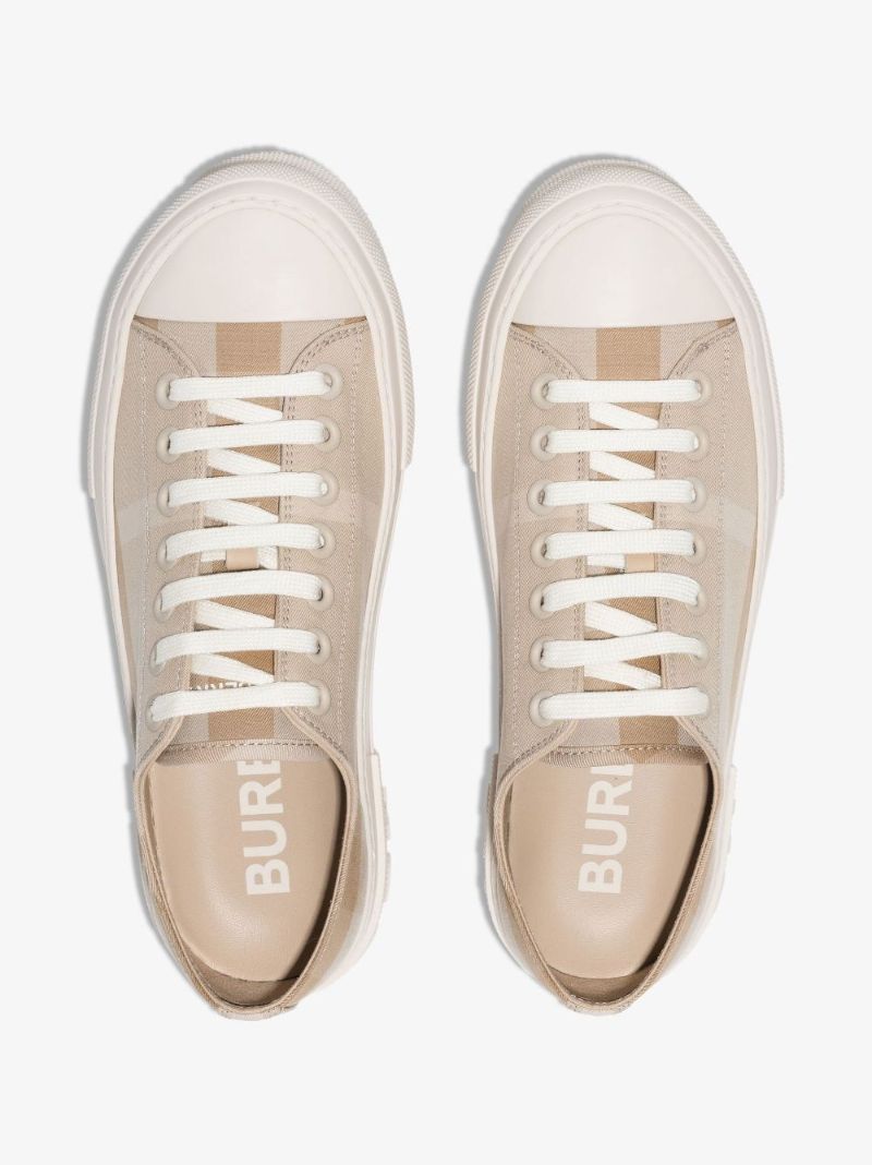 Neutral Check Cotton Sneakers