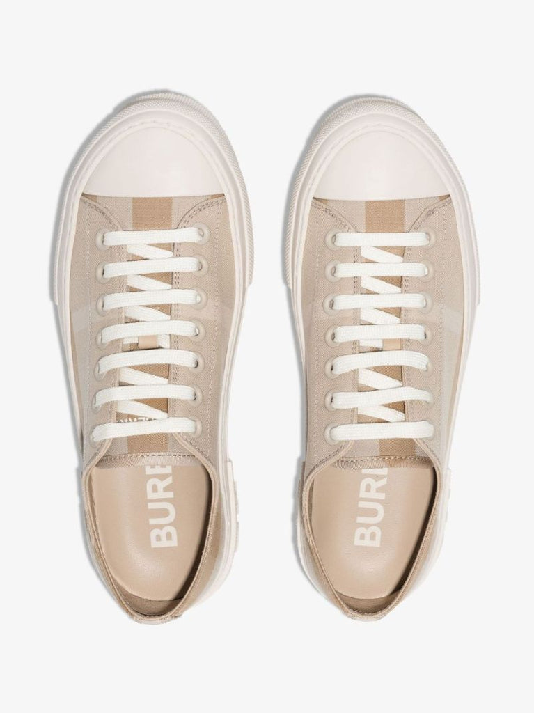 Neutral Check Cotton Sneakers