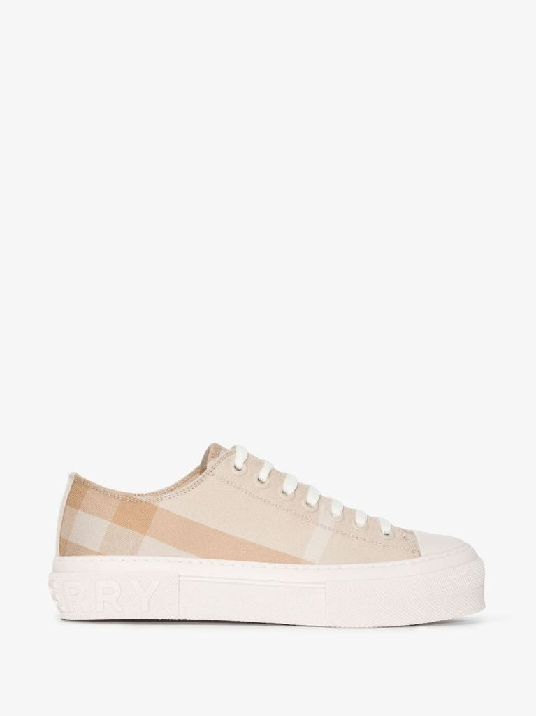 Neutral Check Cotton Sneakers
