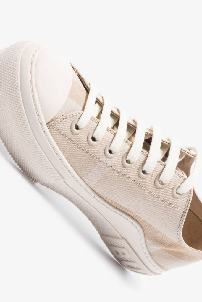 Neutral Check Cotton Sneakers