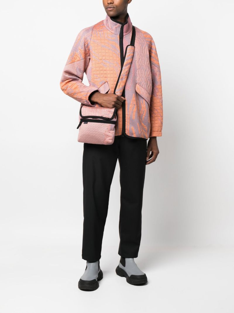 Pink Knitted Jacquard Messenger Bag