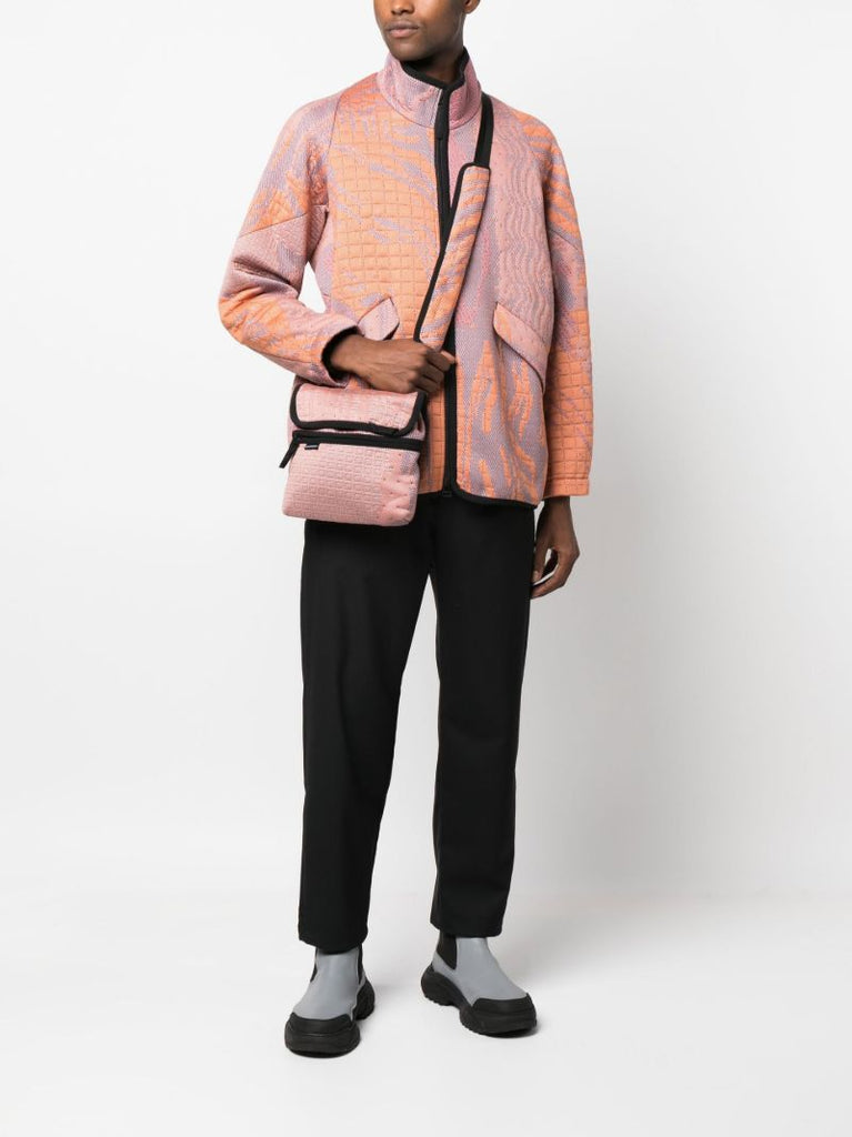 Pink Knitted Jacquard Messenger Bag