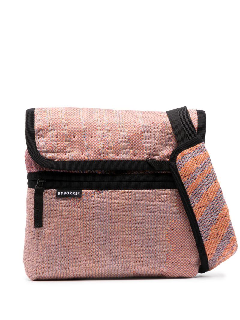 Pink Knitted Jacquard Messenger Bag