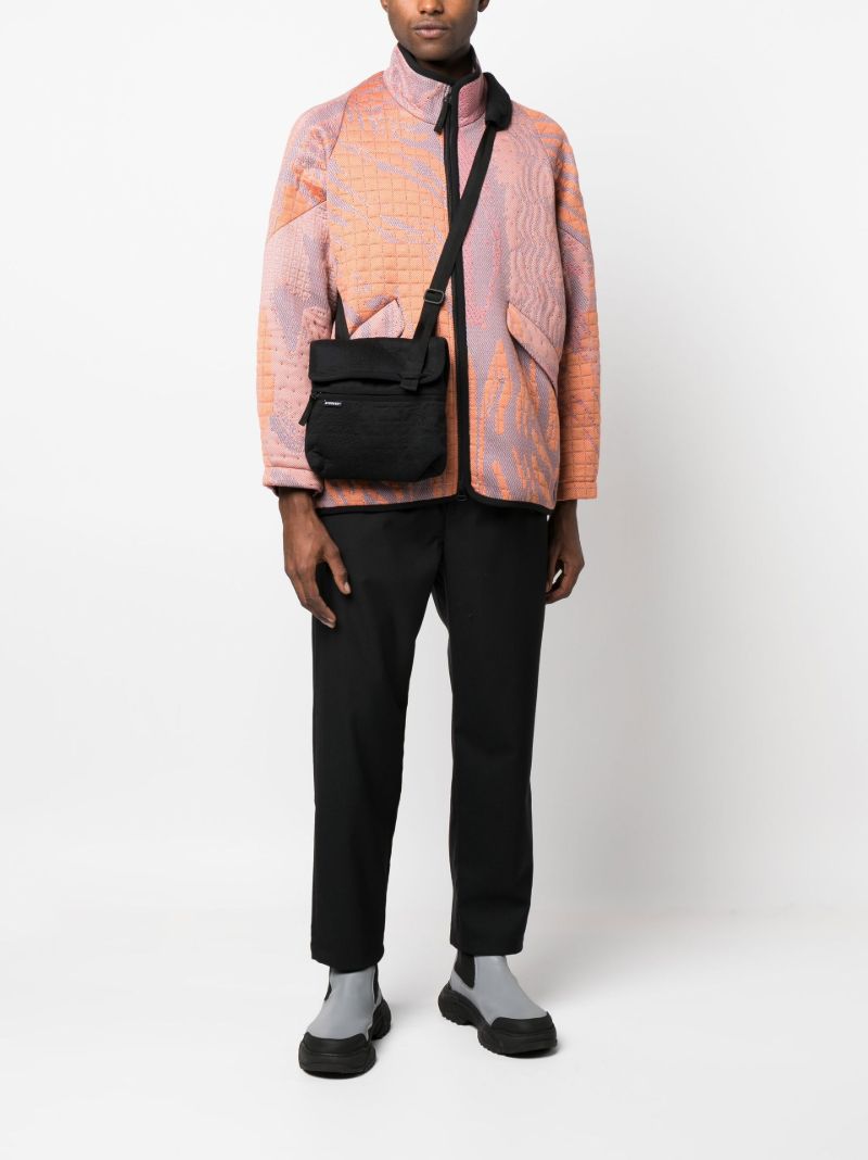 Black Knitted Jacquard Messenger Bag