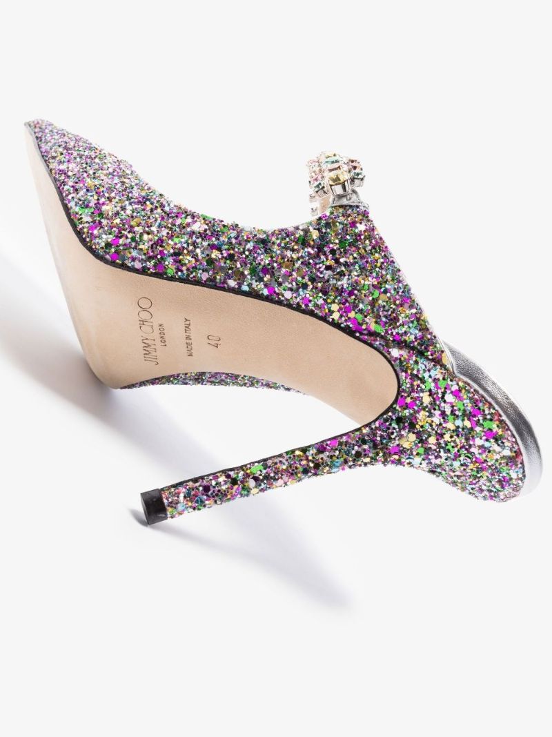 Silver Bing 100 Crystal Glittered Leather Pumps