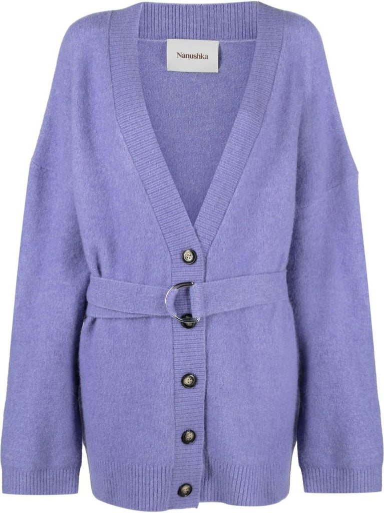 Purple Esre Belted Cardigan
