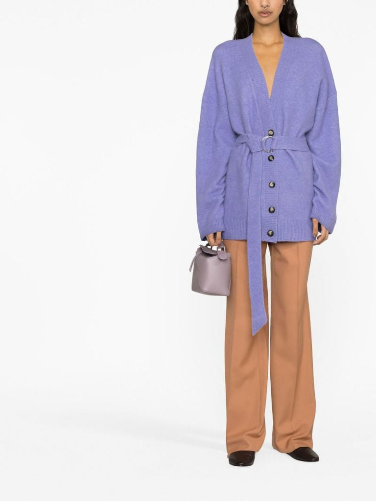 Purple Esre Belted Cardigan
