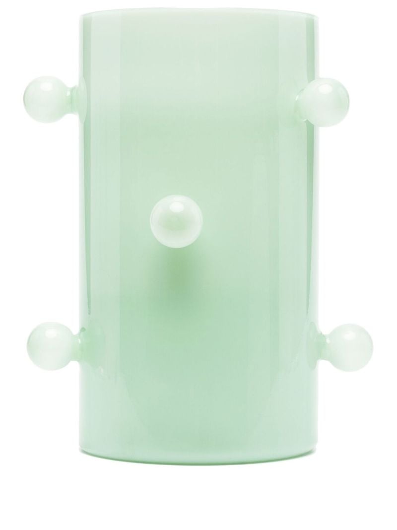 Green Pomponette Glass Vase