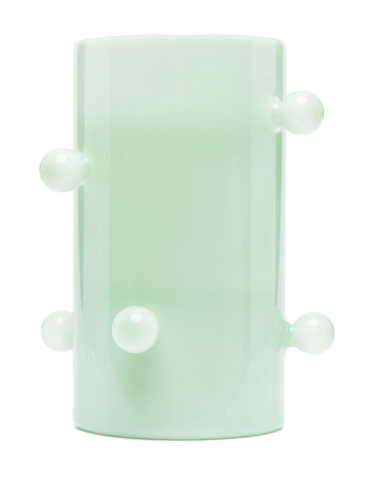 Green Pomponette Glass Vase