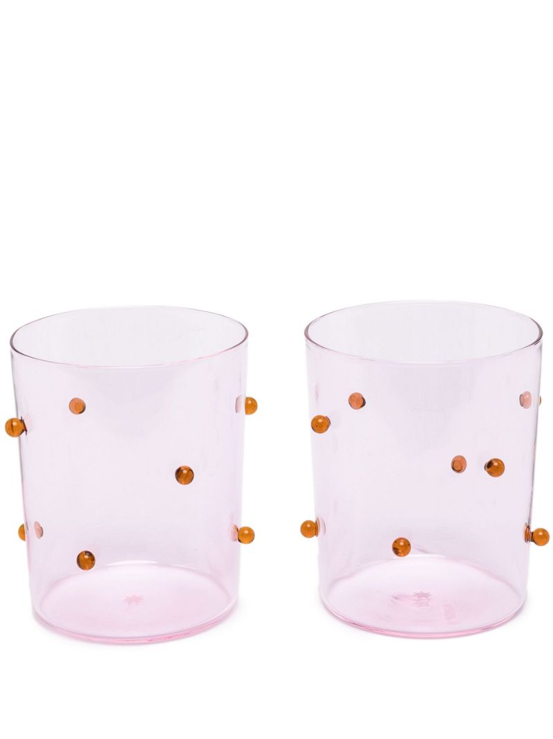 Pink Pomponette Glasses Set