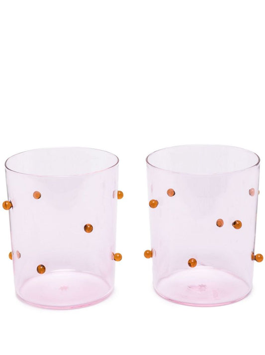 Pink Pomponette Glasses Set
