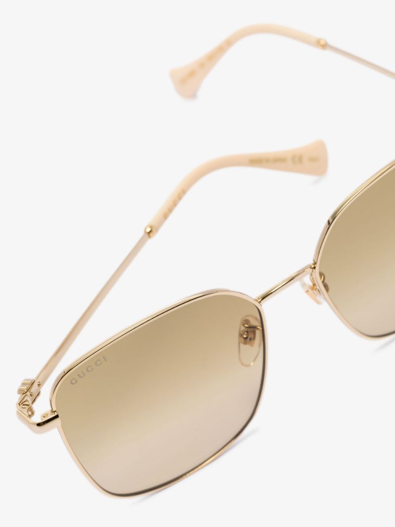 Gold Tone Oversized Square Sunglasses