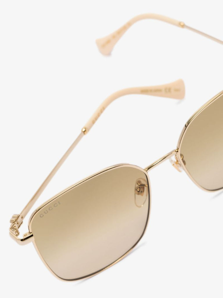 Gold Tone Oversized Square Sunglasses