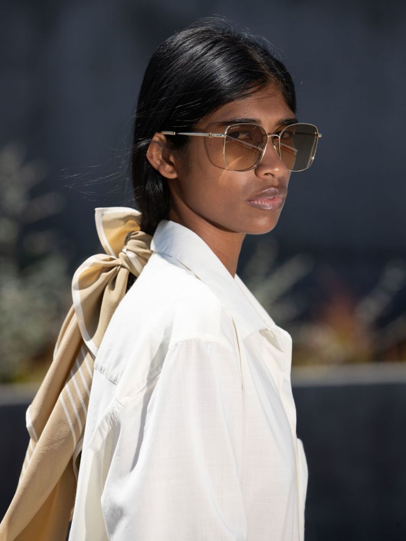 Gold Tone Oversized Square Sunglasses