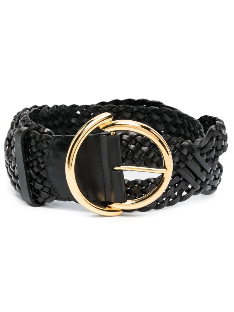 Black Woven Leather Belt