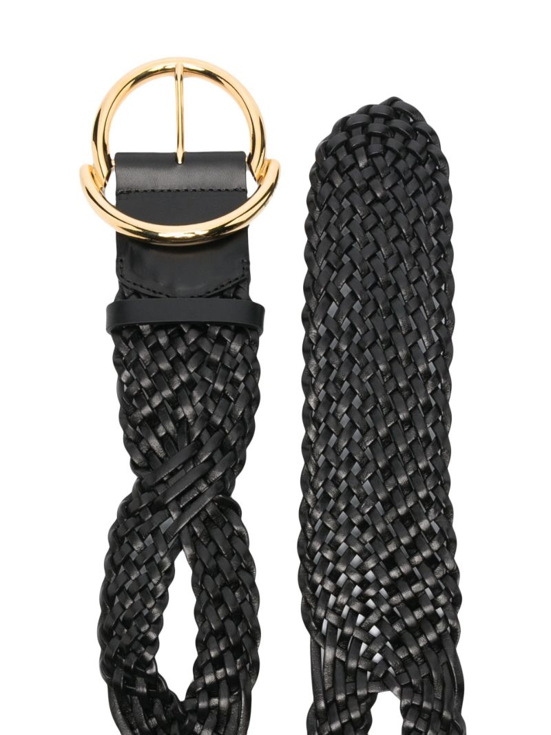 Black Woven Leather Belt
