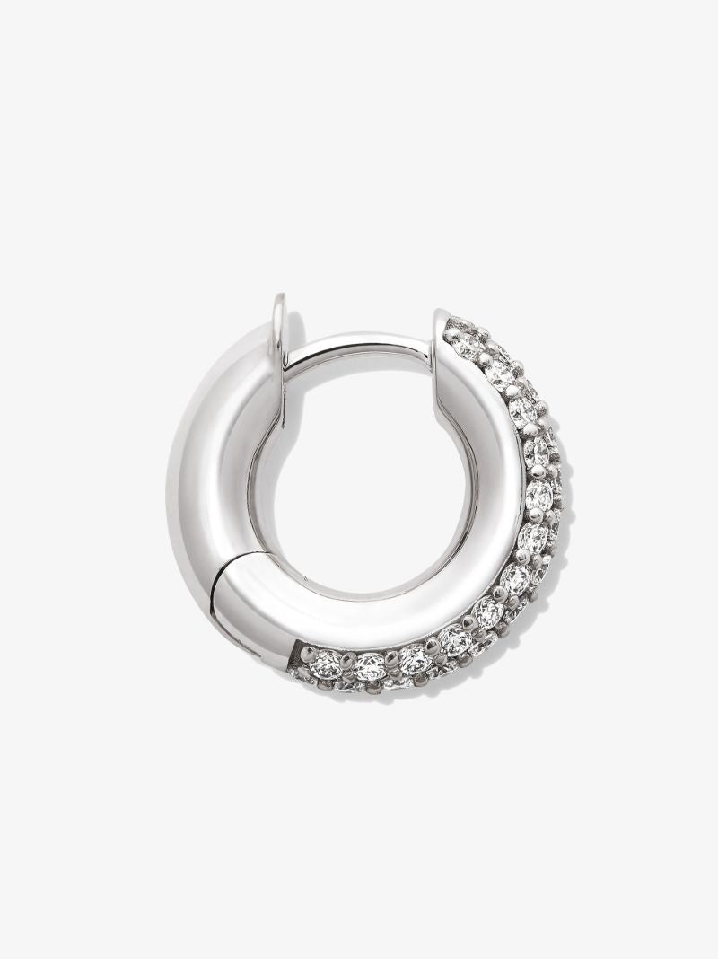 18k Yellow Gold Macro Diamond Single Hoop Earring