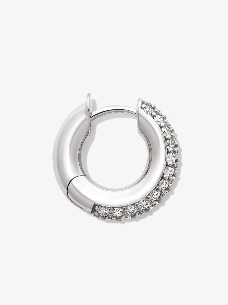 18k Yellow Gold Macro Diamond Single Hoop Earring