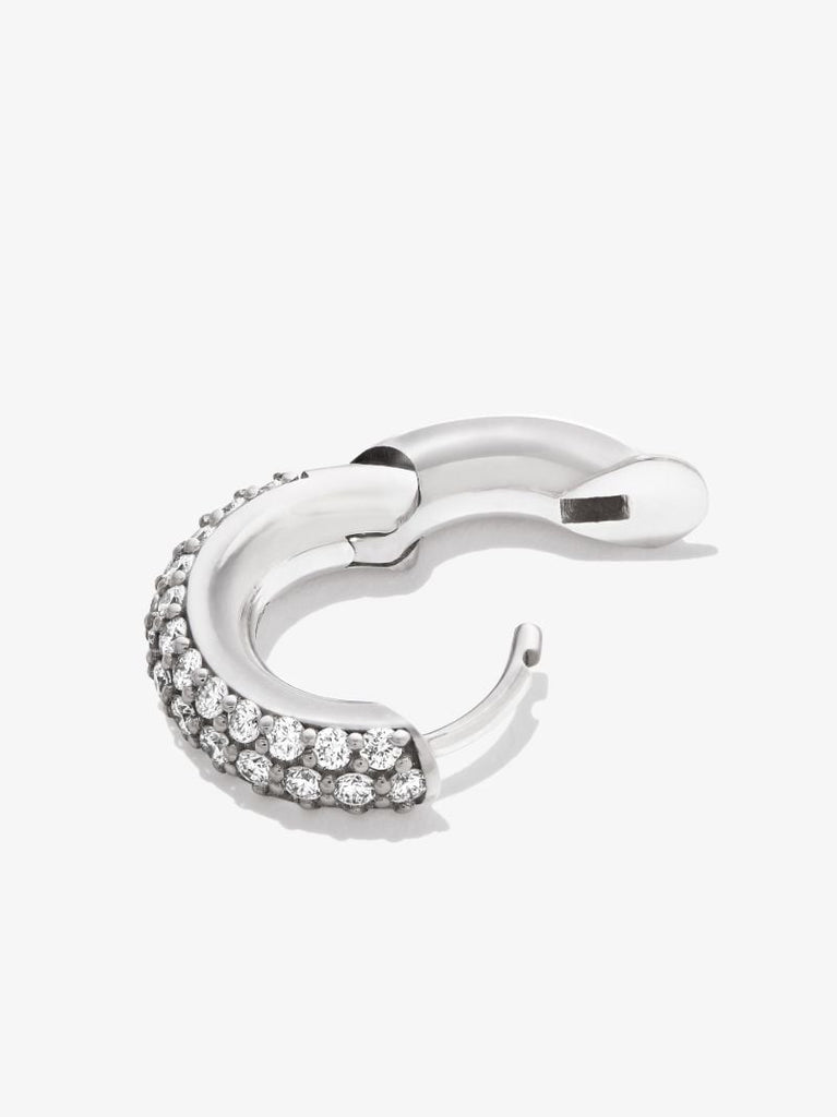 18k Yellow Gold Macro Diamond Single Hoop Earring