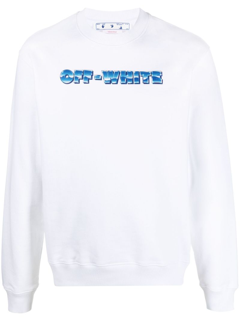 White Blue Metal Arrow Cotton Sweatshirt