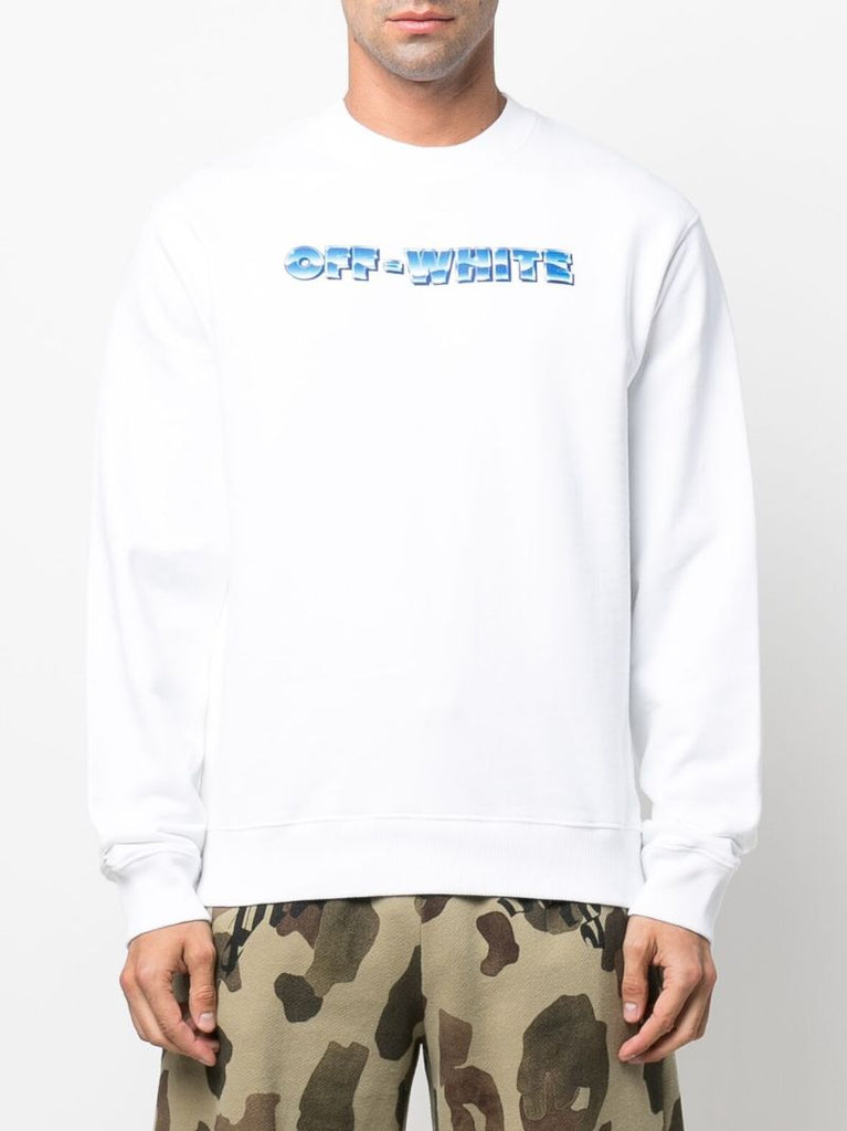 White Blue Metal Arrow Cotton Sweatshirt