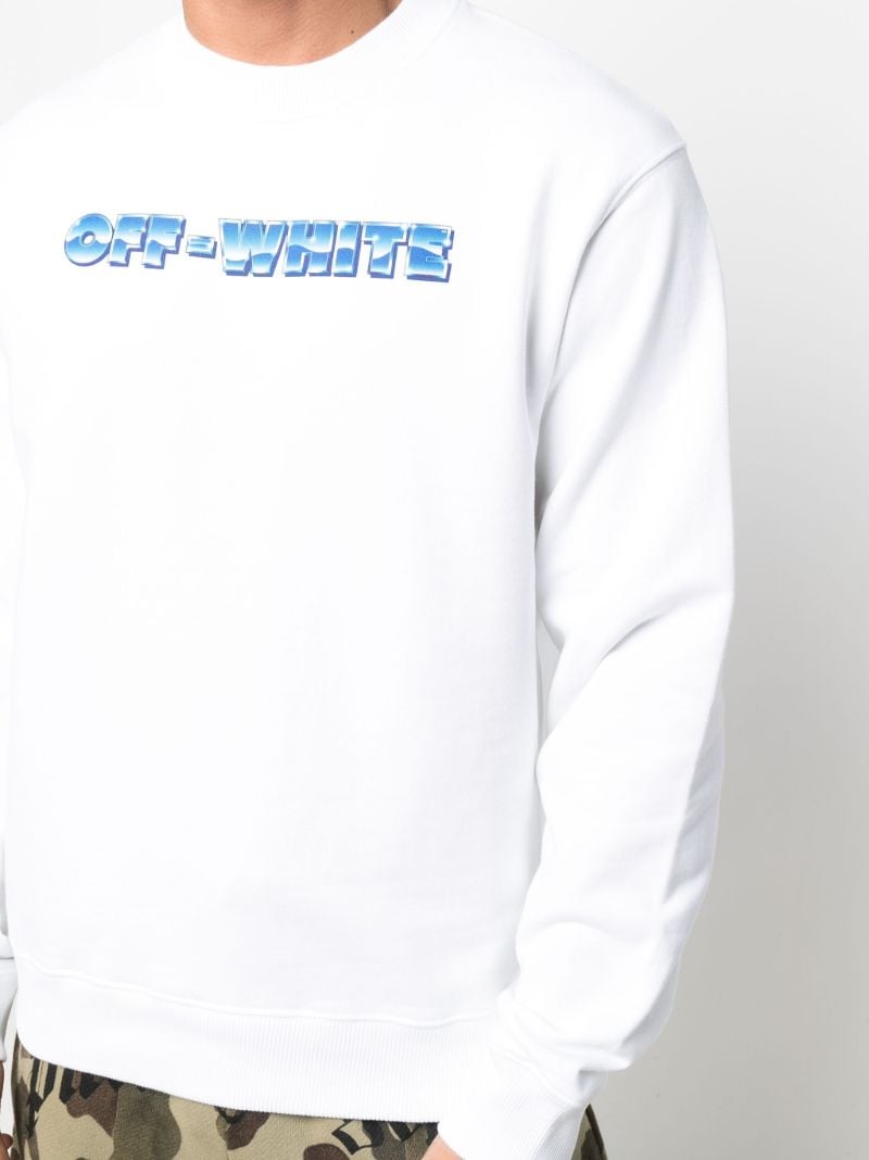 White Blue Metal Arrow Cotton Sweatshirt
