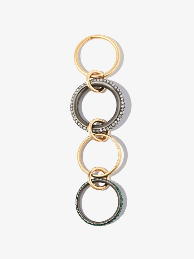 18k Yellow Gold Vega Diamond and Emerald Ring