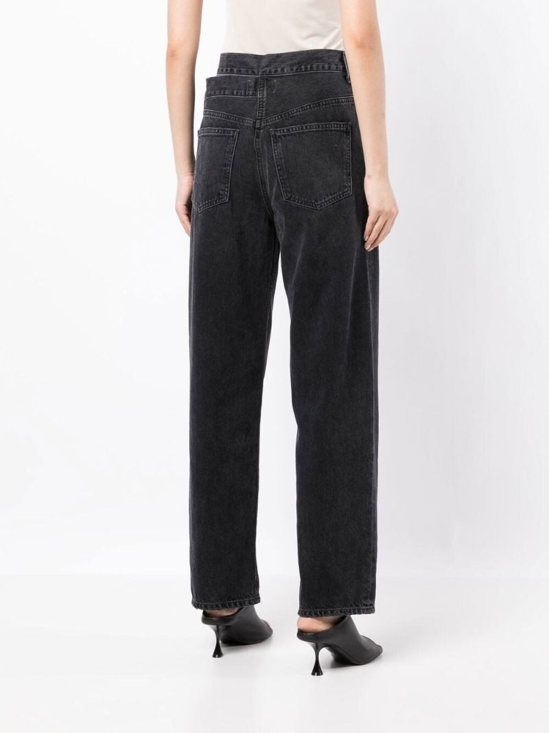 Black Broken Waistband Straight-leg Jeans
