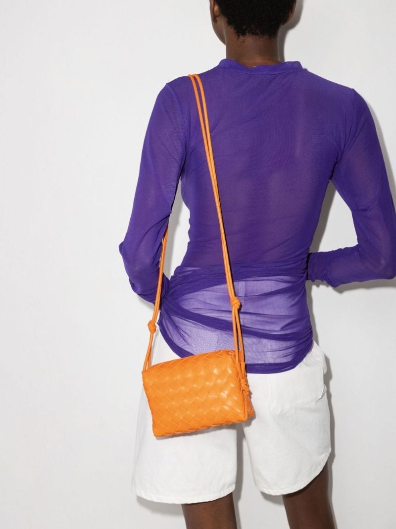 Orange Mini Loop Leather Cross Body Bag