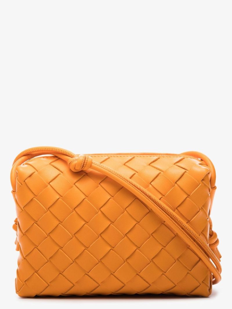 Orange Mini Loop Leather Cross Body Bag