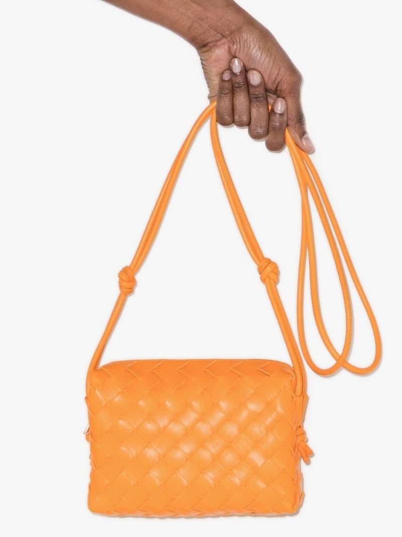 Orange Mini Loop Leather Cross Body Bag