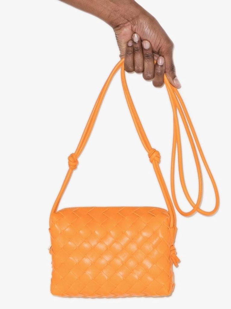 Orange Mini Loop Leather Cross Body Bag