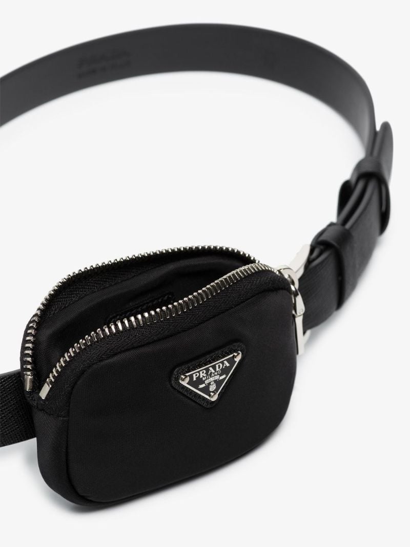 Black Saffiano Leather Pouch Belt
