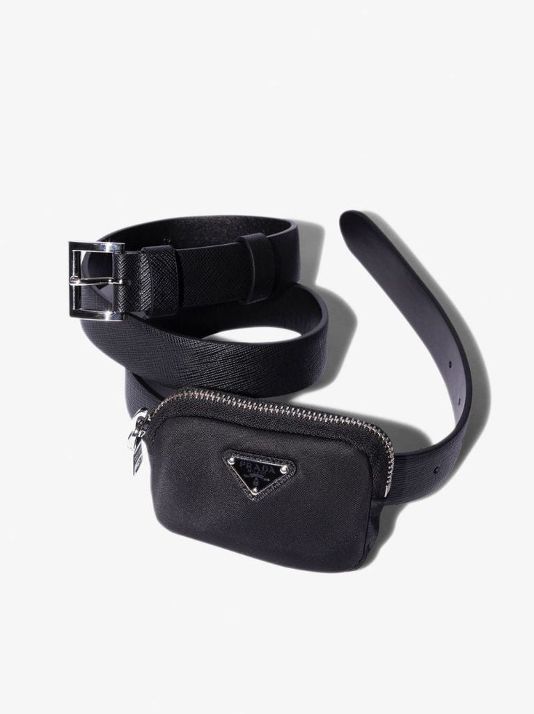 Black Saffiano Leather Pouch Belt