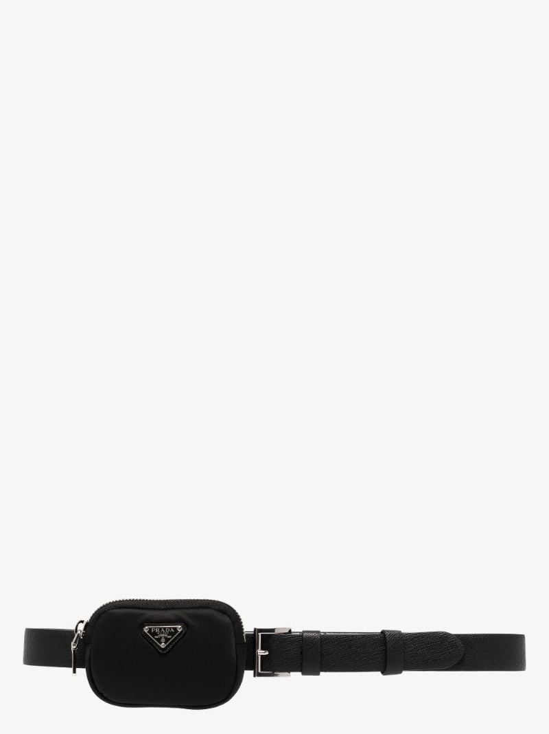 Black Saffiano Leather Pouch Belt