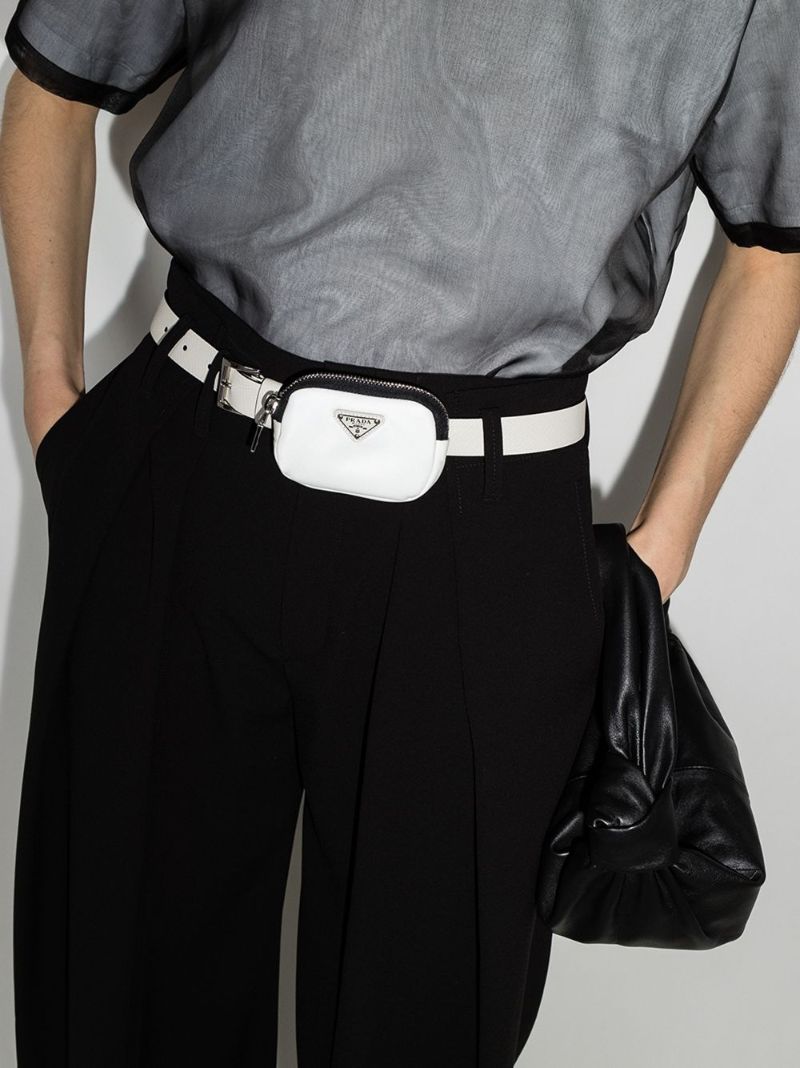 Logo Plaque Zipped Pouch Belt