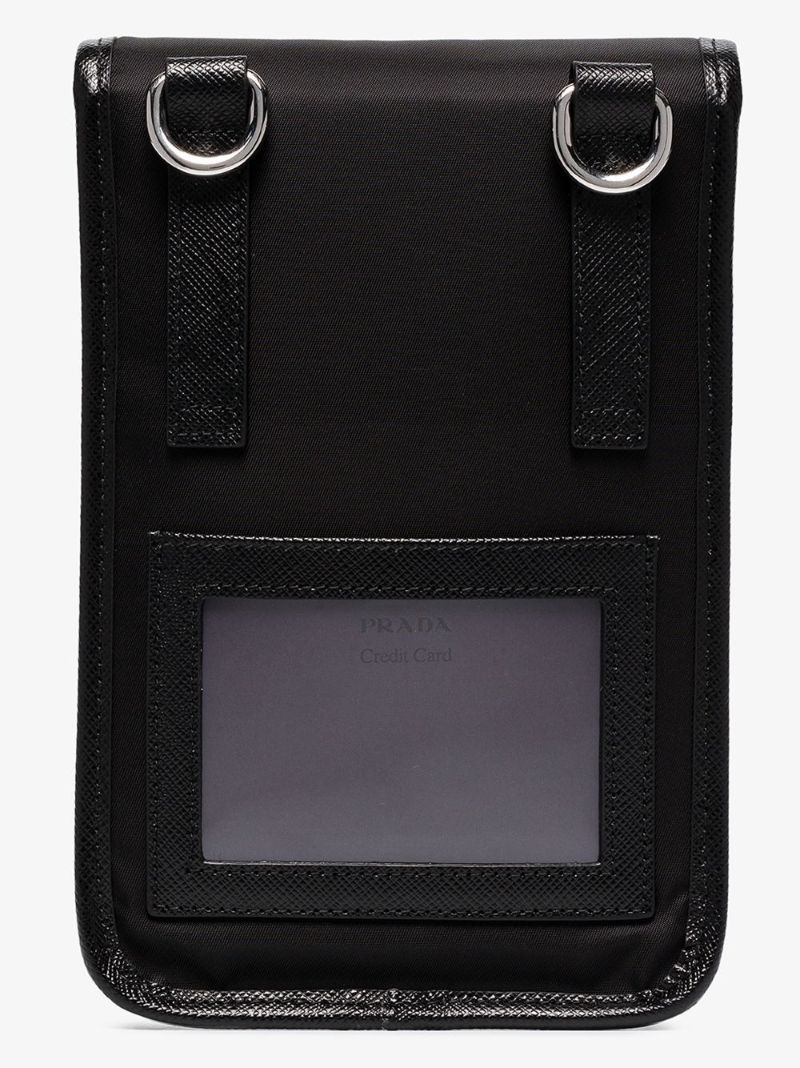 Black Saffiano Trim Nylon Pouch