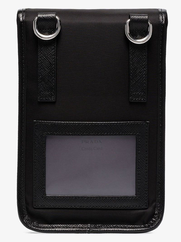 Black Saffiano Trim Nylon Pouch